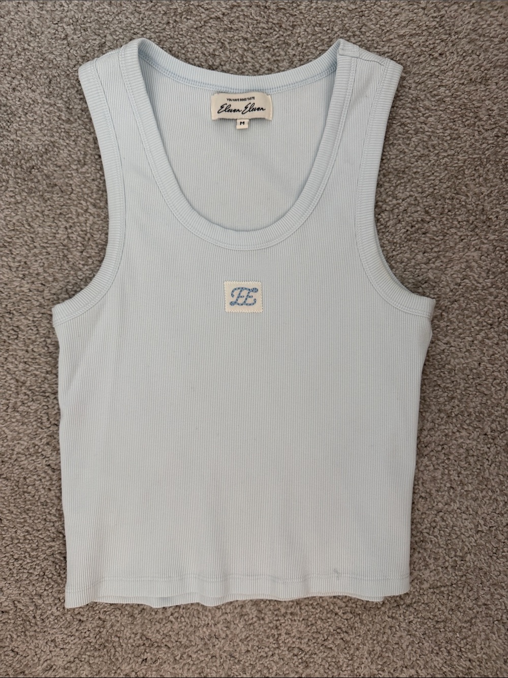 Light Blue Ribbed Tank Top
